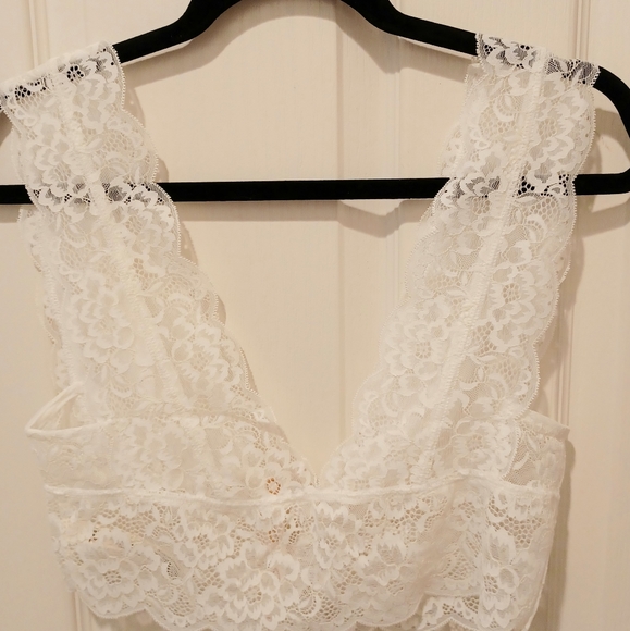 Free People Intimately Bralette Lace Bra Ivory Terra Combo Snap Button Closure - Picture 8 of 10